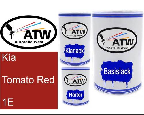 Kia, Tomato Red, 1E: 500ml Lackdose + 500ml Klarlack + 250ml Härter - Set, von ATW Autoteile West.